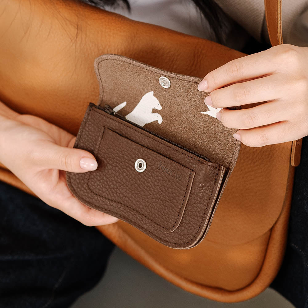 Portemonnaie, Cat Chase Small, Dark Brown used look