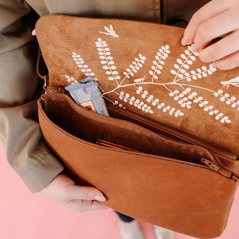Tasche, Double Up, Cognac used look