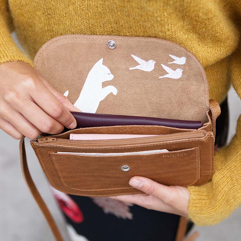 Tasche, Cat Chase, Cognac used look