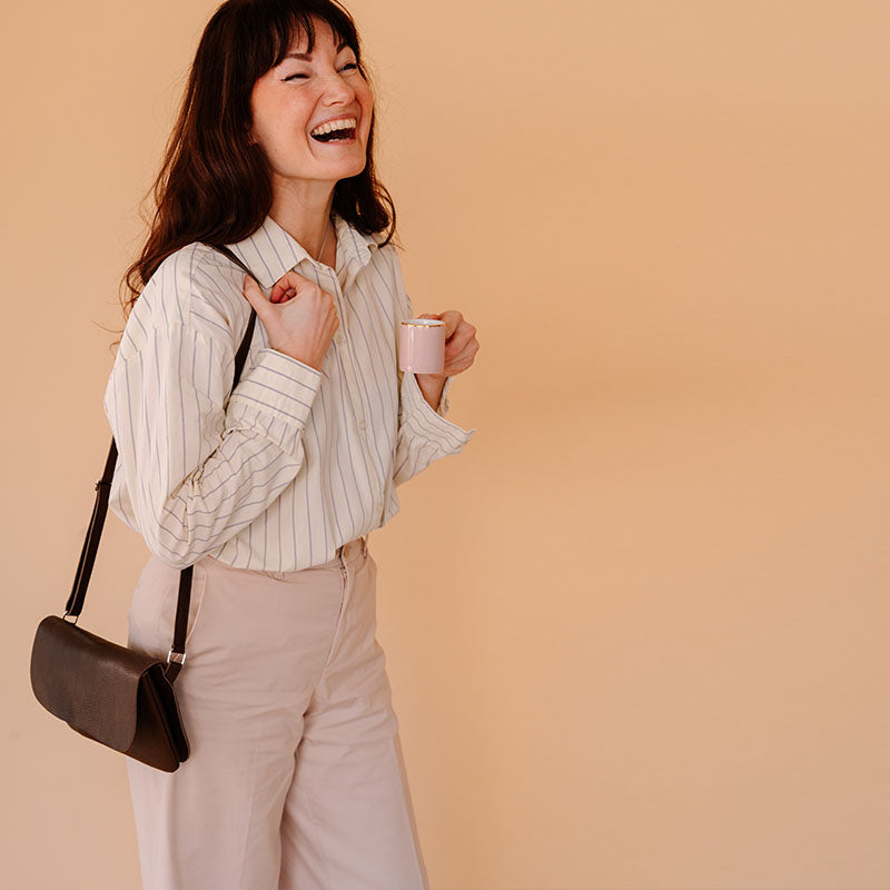 Tasche, Double Up, Dark Brown used look