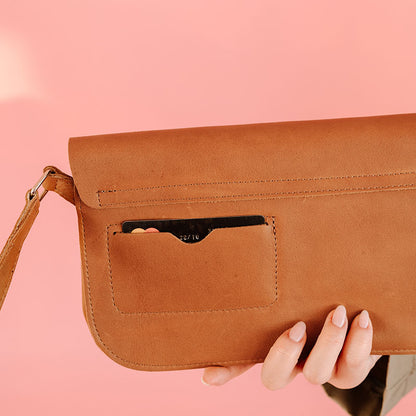 Tasche, Double Up, Cognac used look