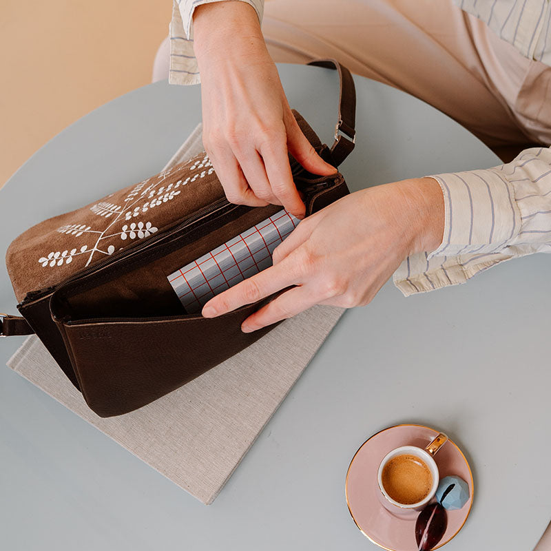 Tasche, Double Up, Dark Brown used look