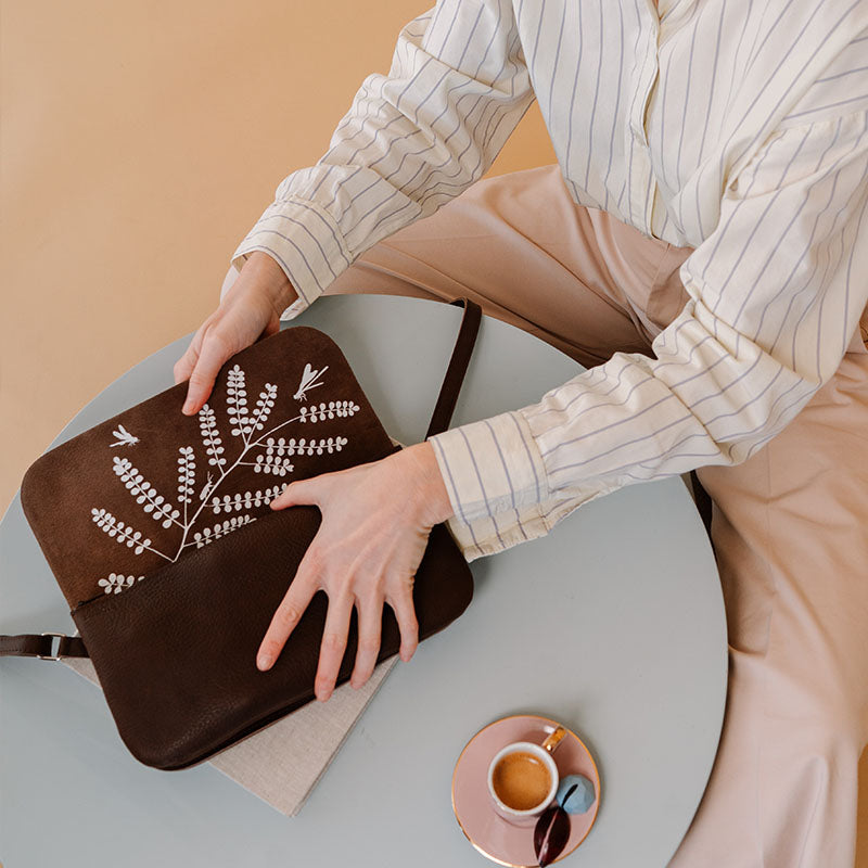 Tasche, Double Up, Dark Brown used look