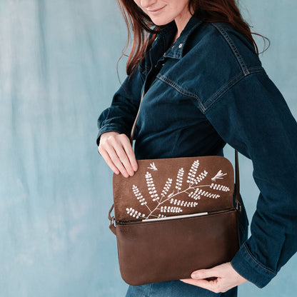 Tasche, Double Up, Dark Brown used look