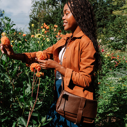Tasche, Picking Flowers Medium, Dark Brown used look