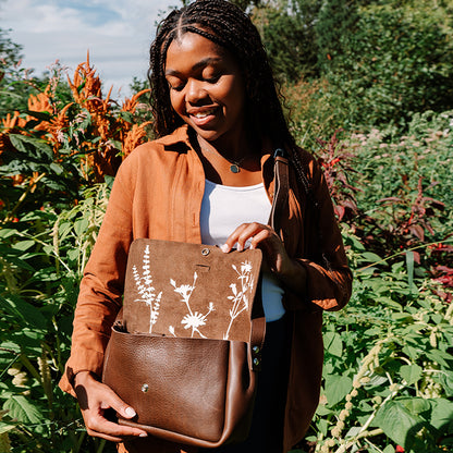 Tasche, Picking Flowers Medium, Dark Brown used look