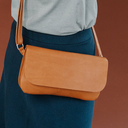 Tasche, Double Up, Cognac used look