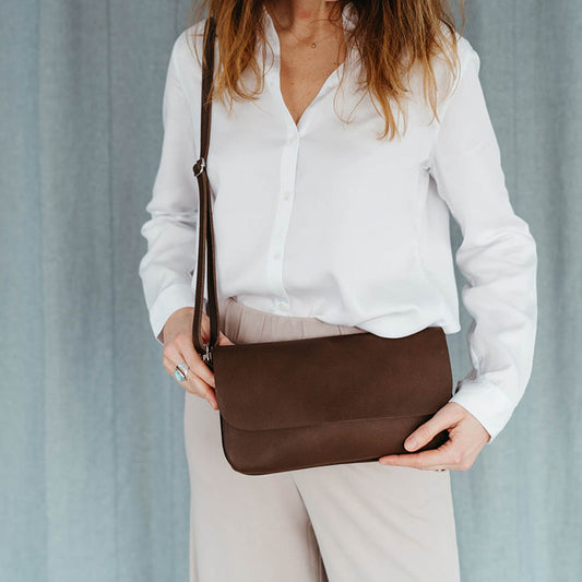 Tasche, Double Up, Dark Brown used look