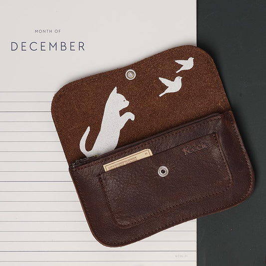 Portemonnaie, Cat Chase Medium, Dark Brown used look