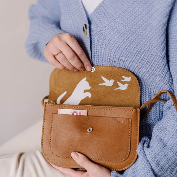Tasche, Cat Chase, Cognac used look